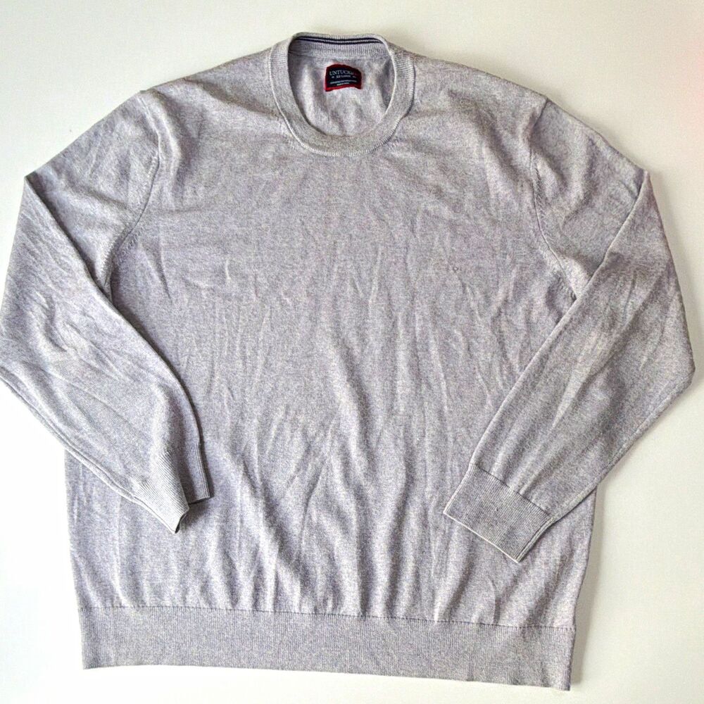 UNTUCKit Men’s XXL Merino Wool Knit Sweater Gray Crew Neck Pullover Long Sleeve